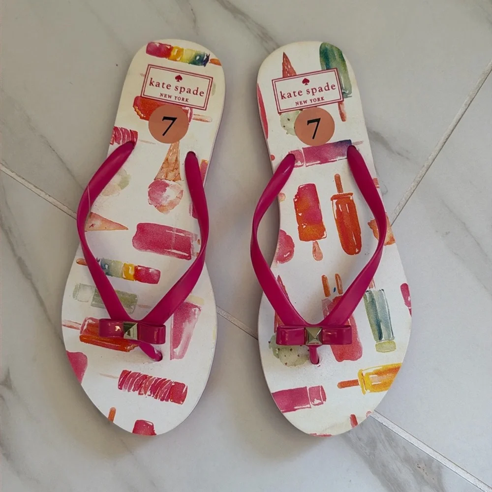 NWT Kate Spade NY hot pink popsicles flip flops sandals size 7